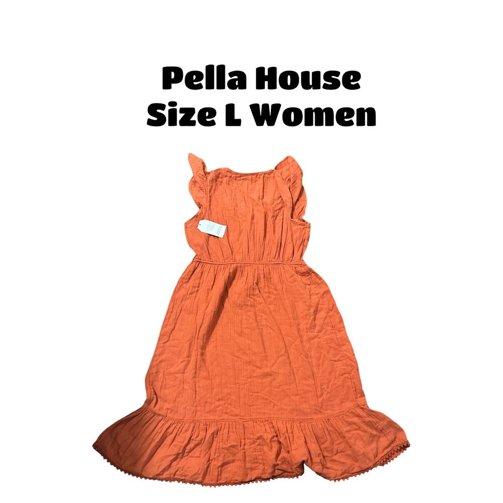 Time and Tru Women's Flutter Sleeve Midi Dress Orange-Terracotta Size L